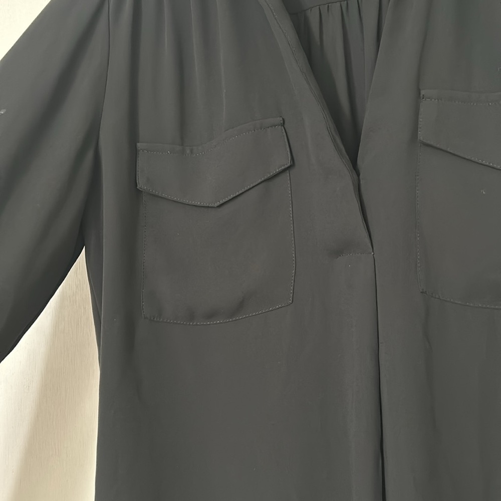 ANN TAYLOR WOMEN LONG SLEVEE PULLOVER BLOUSE OVERSIZED BLACK SZ - Picture 7 of 11